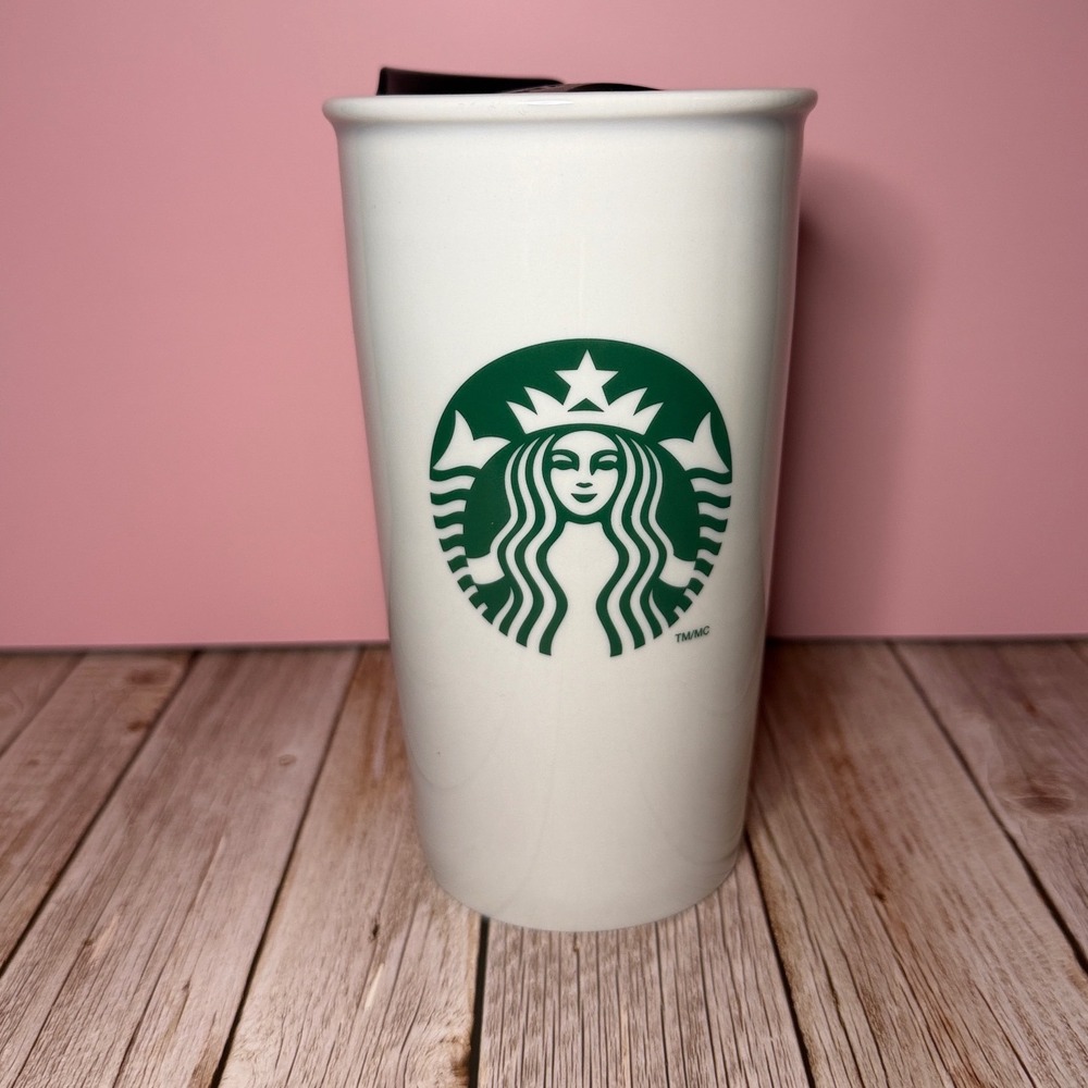 Starbucks Travel Tumbler 16oz White Ceramic Siren Logo 2011